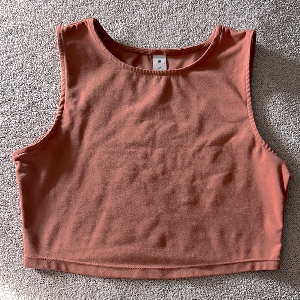 YOGALICIOUS - Dusty Pink/Terracotta Soft Athleisure Sleeveless Top - Size Medium